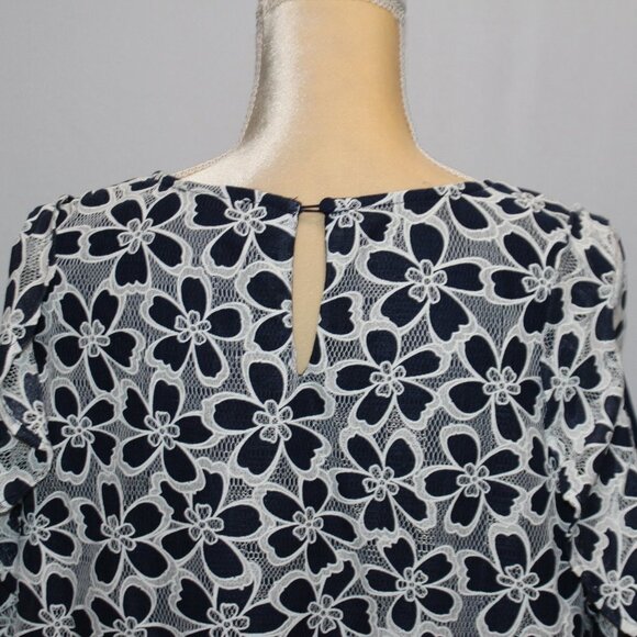 Blu Pepper Navy & White Floral Cold Shoulder Top - Picture 5 of 14